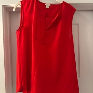 J. Crew Red Mandarin Collar Blouse